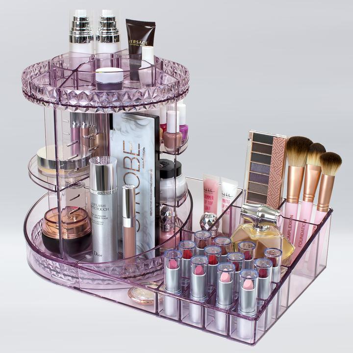 360° Makeup Organizer Carousel Tray Station