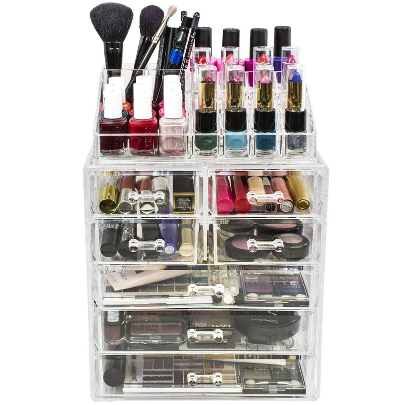 Medium Clear Cosmetic Storage Organizer - (3 large / 4 small drawers) - sorbusbeauty