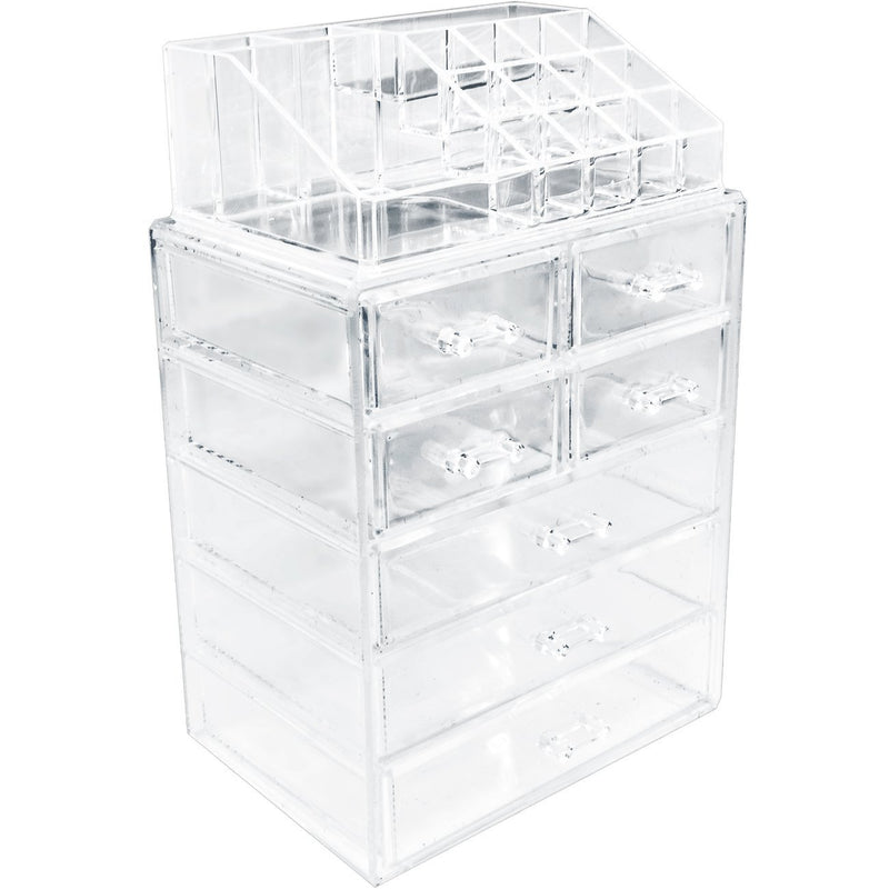 Medium Clear Cosmetic Storage Organizer - (3 large / 4 small drawers) - sorbusbeauty