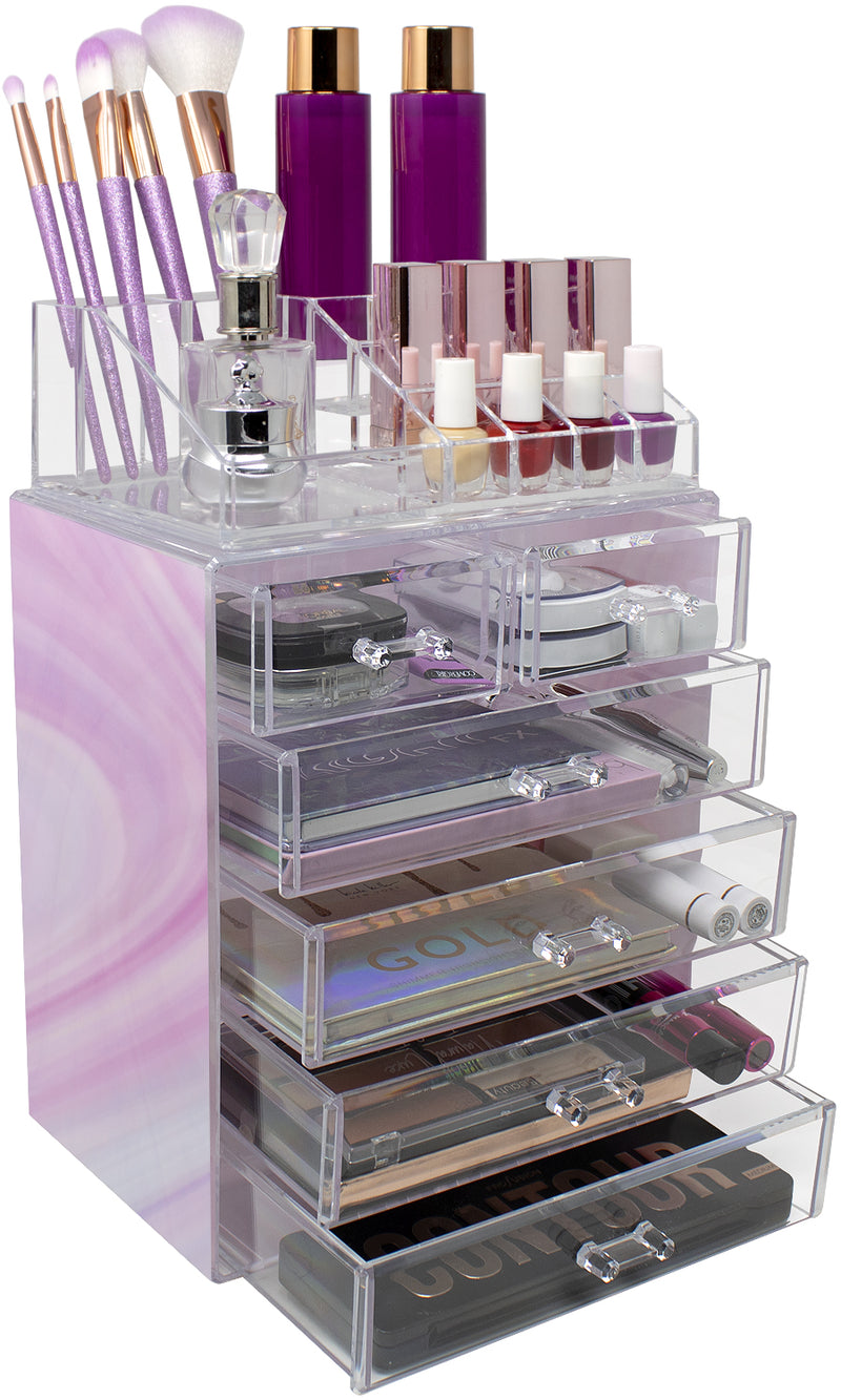 Medium Tie-Dye Makeup Organizer Set - (4 large / 2 small drawers/top tray)