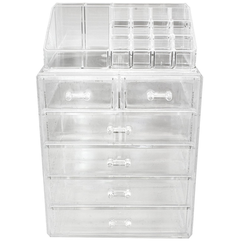 Medium Clear Cosmetic Storage Organizer - (4 large / 2 small drawers) - sorbusbeauty