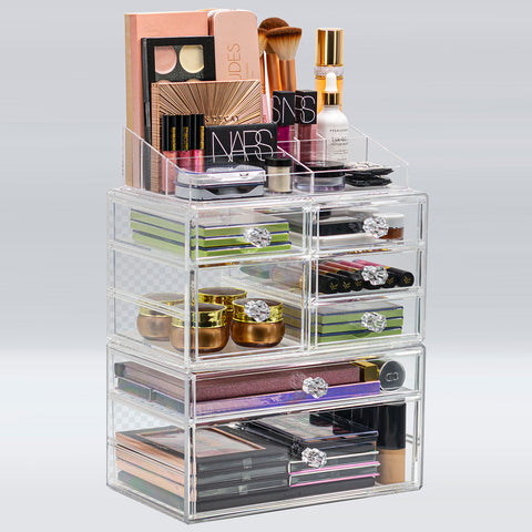 X-Large Clear Makeup Organizer Case Piece Set (9 Drawers), 60% OFF