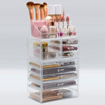 X-Large Clear Makeup Organizer Case - 4 Piece Set (9 Drawers)