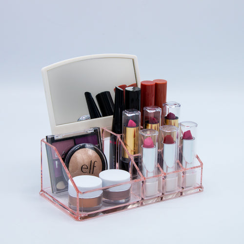 Mini Makeup Organizer with Mirror - Pink - sorbusbeauty