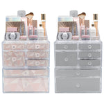 Large Deluxe 4-In-1 Print Makeup Organizer Case - 3 Piece Set
